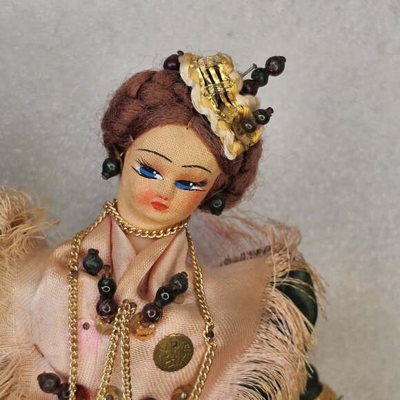 Vintage 60s Pair Greek Dolls Traditional Dress Man & Woman 10 Inch Tall Detailed - Picture 2 of 13